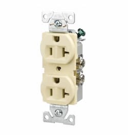 20 Amp Duplex Receptacle , Auto-Grounded, Commercial, Almond