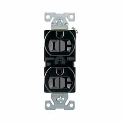 Eaton Wiring 20A Duplex Receptacle, Back & Side, 2-Pole, 3-Wire, 125V, Black