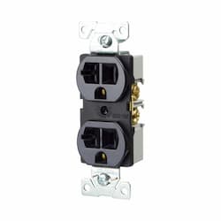 Eaton Wiring 20A Duplex Receptacle, Modular, 2-Pole, 3-Wire, 125V, Black