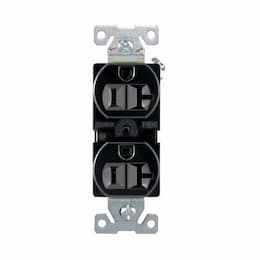 20 Amp Duplex Receptacle, 2-Pole, 3-Wire, 14-10 AWG, 5-20R, 125V, BLK