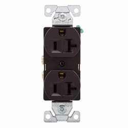 20 Amp Duplex Receptacle, 2-Pole, 3-Wire, 14-10 AWG, 5-20R, 125V, BRN