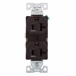 20 Amp Duplex Receptacle, 2-Pole, 3-Wire, 14-10 AWG, 5-20R, 125V, BRN