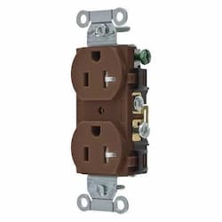 20A Duplex Receptacle, Straight, No Ears, 125V, Brown