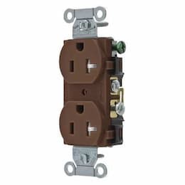 20A Duplex Receptacle, Straight, No Ears, 125V, Brown