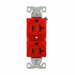 Eaton Wiring 20A Duplex Receptacle, Straight, 2-Pole, 3-Wire, 125V, Red