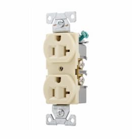 20 Amp Duplex Receptacle , Auto-Grounded, Commercial, Almond