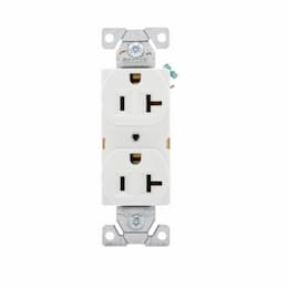 20 Amp Duplex Receptacle, Auto-Grounded, Commercial, White