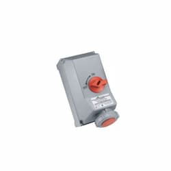 30 Amp Pin and Sleeve Mechanical Interlock w/ Breaker & Panel, 3-Pole, 4-Wire, 480V, Red
