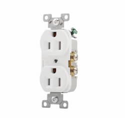 15 Amp Duplex Receptacle, PVC, Commercial, White