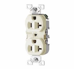 20 Amp Duplex Receptacle, PVC, Commercial, Almond