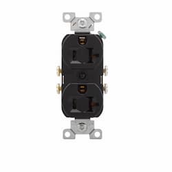 20 Amp Duplex Receptacle, PVC, Commercial, Black