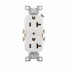 20 Amp Duplex Receptacle, PVC, Commercial, White