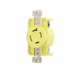 20 Amp Locking Receptacle, Corrosion Resistant, NEMA 14-20, Yellow