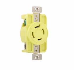 30 Amp Locking Receptacle, Corrosion Resistant, NEMA 14-30, Yellow