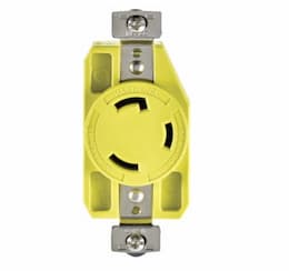 30 Amp Locking Receptacle, Corrosion Resistant, NEMA 5-30, Yellow
