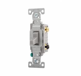 15 Amp Toggle Switch, 3-Way, Commercial, 120V/277V, Gray