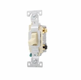 15 Amp Toggle Switch, 3-Way, Commercial, Ivory