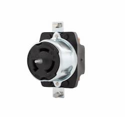 50 Amp Locking Receptacle, Non-NEMA, Steel, Black