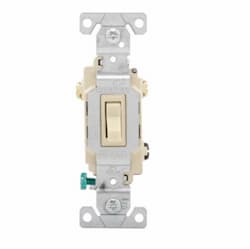 15 Amp Toggle Switch, #14-10 AWG, 3-Way, 120/277V, Ivory