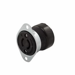 20 Amp Flanged Outlet, NEMA L2-20, 250V, Black/White