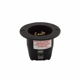 15 Amp Flanged Inlet, Industrial, Safety Grip, Black/White