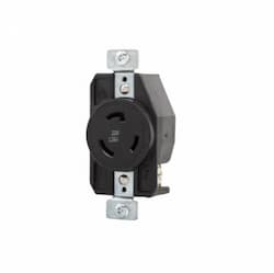 30 Amp Locking Receptacle, Industrial, Safety Grip, Black