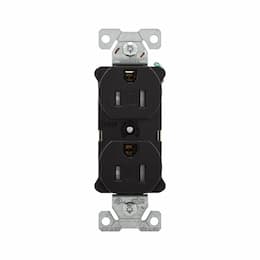 15A Heavy-Duty EZ Link Duplex Receptacle, TR, 125V, Black