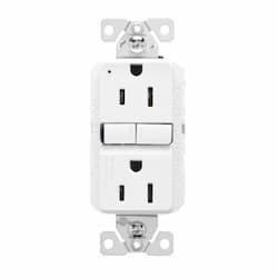 15A Slim GFCI Receptacle Outlet, Retail Box, #14-10 AWG, 125V, White