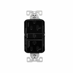 20A Slim GFCI Receptacle Outlet, #14-10 AWG, 125V, Black