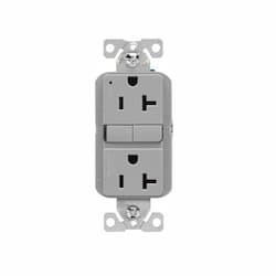 Eaton Wiring 20A Slim GFCI Receptacle Outlet, #14-10 AWG, 125V, Gray