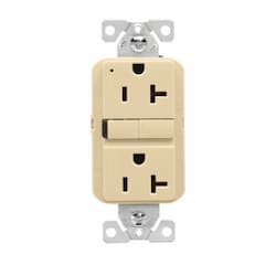 20A Slim GFCI Receptacle Outlet, Retail Box, #14-10 AWG, 125V, Ivory