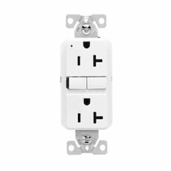 20A Slim GFCI Receptacle Outlet, Retail Box, #14-10 AWG, 125V, White