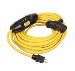 15 Amp Portable GFCI Cord, Watertight, Tri-Tap, 50 FT