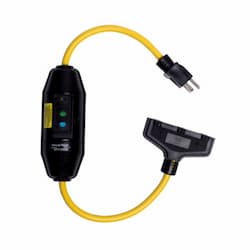 2-ft 15 Amp Portable GFCI Tri-Tap Cord, Manual Reset, Watertight