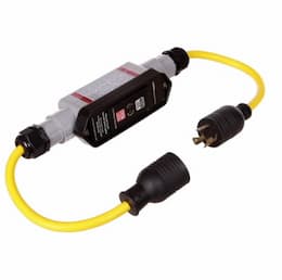 20 Amp Portable GFCI Cord, Watertight, Manual Reset, 2FT