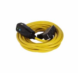 15 Amp Portable GFCI Cord, Watertight, Tri-Tap Plug, 25FT