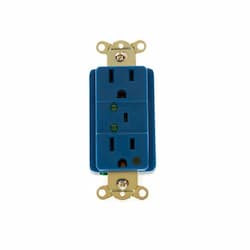 15 Amp Duplex Receptacle w/LED Indicators & Switched Alarm, Blue