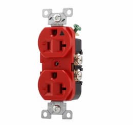 20 Amp Duplex Receptacle, Isolated Ground, NEMA 5-20R, Red