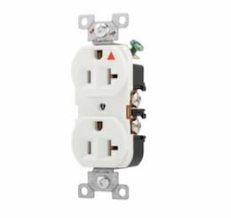 20 Amp Duplex Receptacle, Isolated Ground, NEMA 5-20R, White