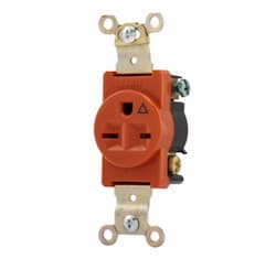 20 Amp Single Receptacle, Isolated Ground, NEMA 6-15R, Orange