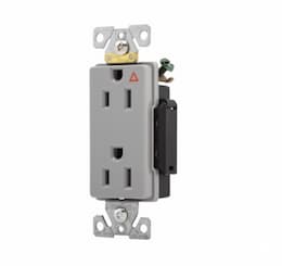 15 Amp Duplex Receptacle w/ Terminal Guards, Isolated Ground, Gray