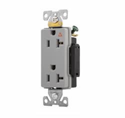 20 Amp Duplex Receptacle w/ Terminal Guards, Isolated Ground, Grey