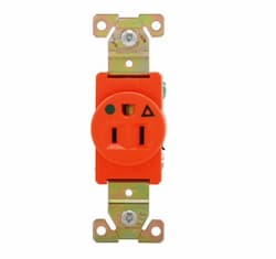 15 Amp Single Receptacle, Isolated Ground, Orange