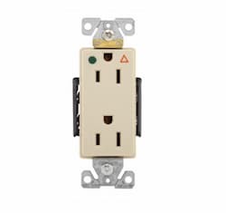 Eaton Wiring 15 Amp Decora Duplex Receptacle w/ Terminal Guards, Isolated Ground, Ivory