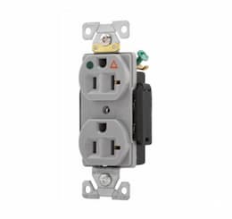 Eaton Wiring 20 Amp Duplex Receptacle, NEMA 5-20R, Isolated Ground, Gray