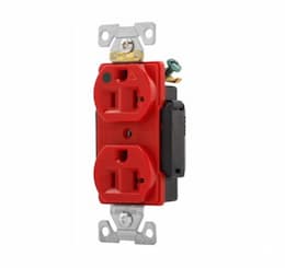 Eaton Wiring 20 Amp Duplex Receptacle, NEMA 5-20R, Isolated Ground, Red