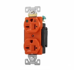 20 Amp Duplex Receptacle w/ Terminal Guards, Isolated Ground, Orange