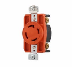 30 Amp Locking Receptacle, NEMA 15-30, Isolated Ground, 250V, Orange