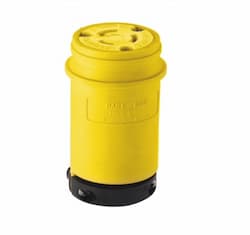 20 Amp Locking Connector, Watertight, NEMA L10-20, Yellow/Black