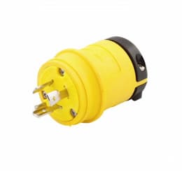 20 Amp Locking Plug, NEMA L10-20, 125/250V, Yellow/Black
